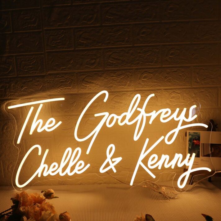The Godfreys Chelle And Kenny Yellow Neon Sign