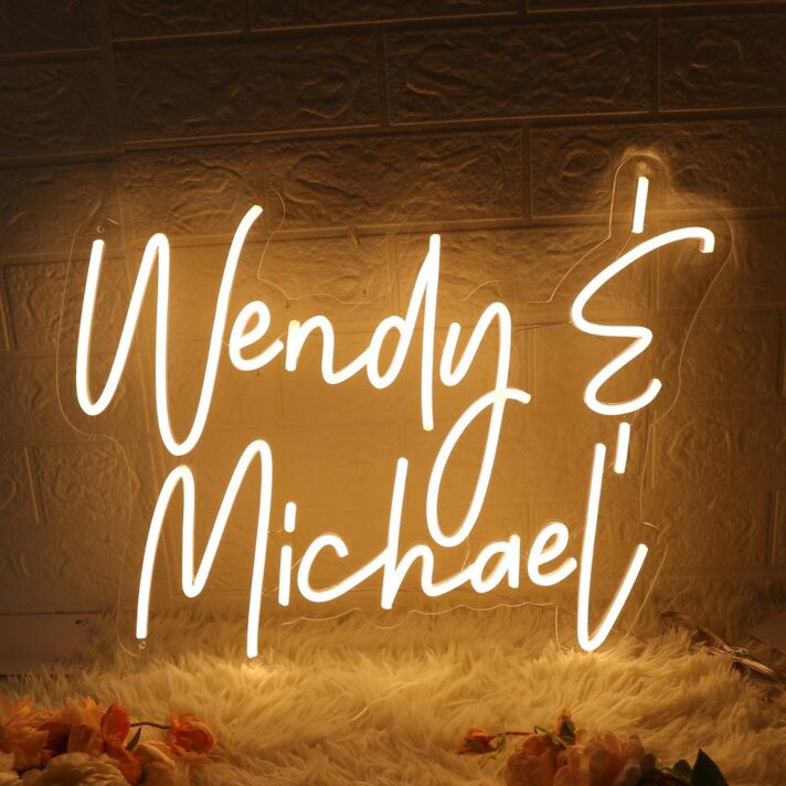 Wendy And Michael Yellow Neon Sign