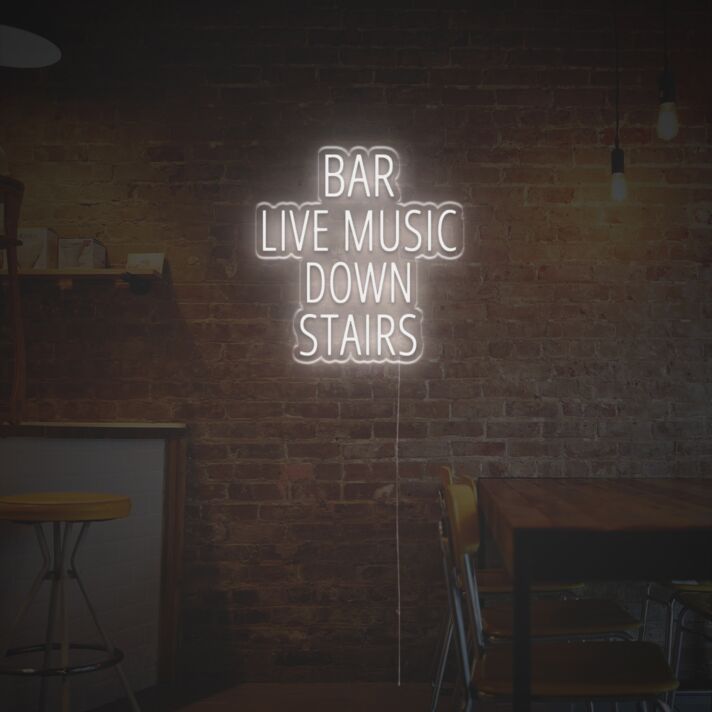 Bar Live Music Down Stairs LED Neon Sign