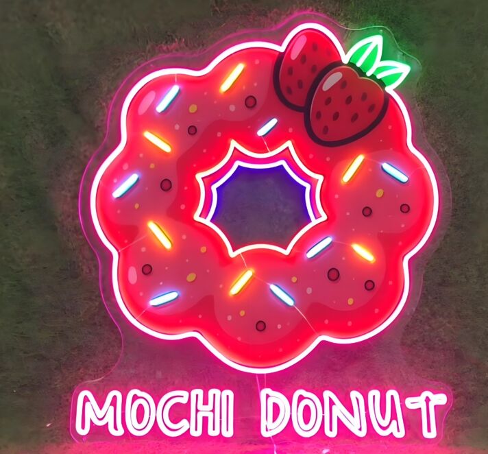 Custom UV LED Mochi Donut Neon 30inch wide