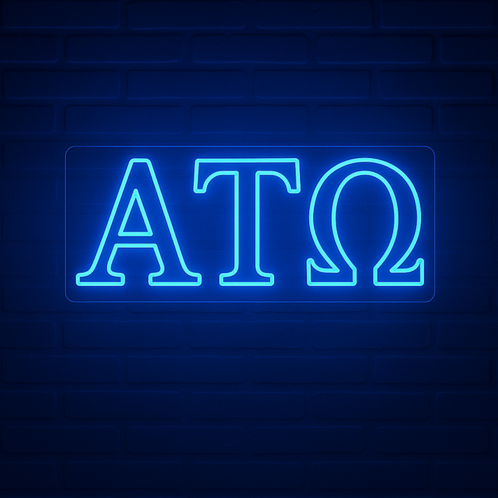 Alpha Tau Omega ΑΤΩ LED Neon Sign Showcasing Brotherhood and Fraternity Values