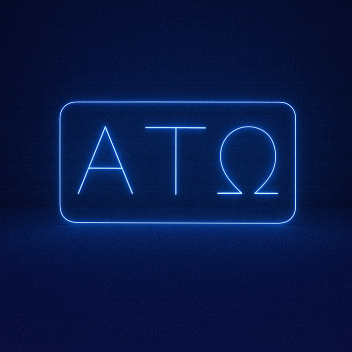 Alpha Tau Omega ΑΤΩ LED Neon Sign Showcasing Brotherhood and Fraternity Values
