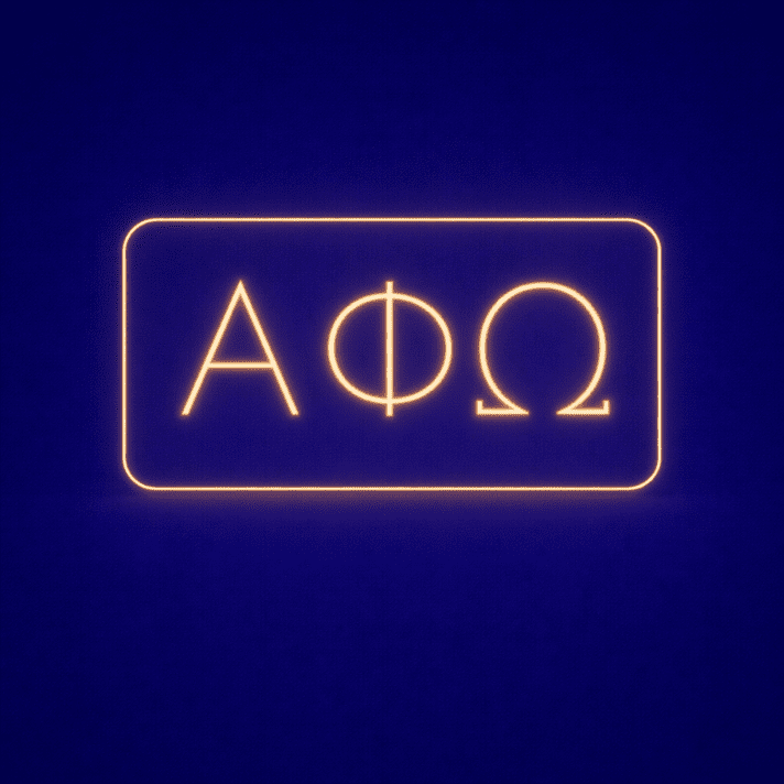Alpha Phi Omega ΑΦΩ LED Neon Sign Celebrating Leadership, Friendship, and Service