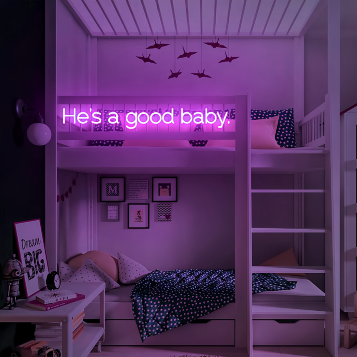 He's A Good Baby Precious Bundle Neon Art Sign