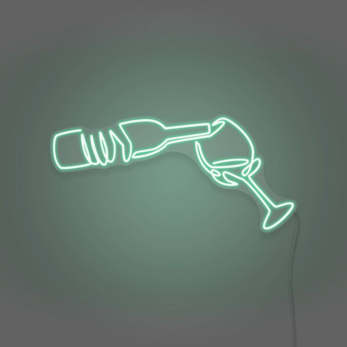 Wine Poured To Glass Neon Lights