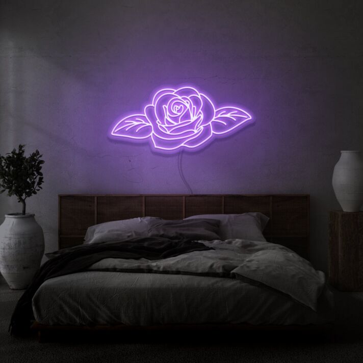 Flower neon light in room