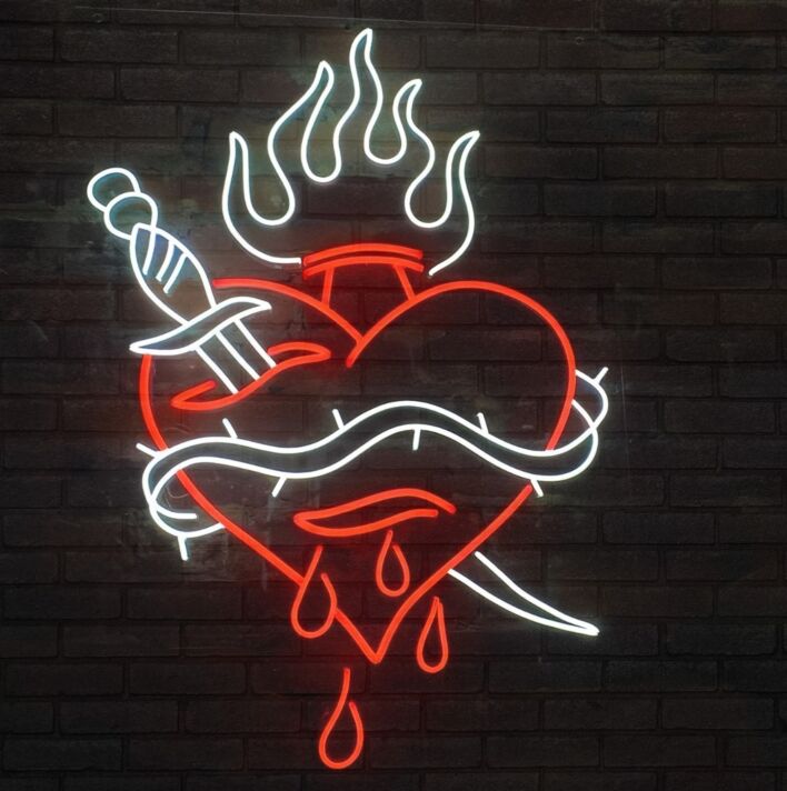 Abstract Wounded Heart Pattern Neon Sign
