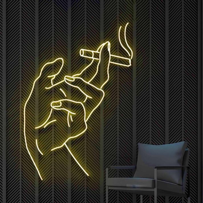 Hand Holding Cigarette  Neon Sign