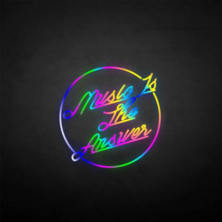 'Music is the answer' neon sign