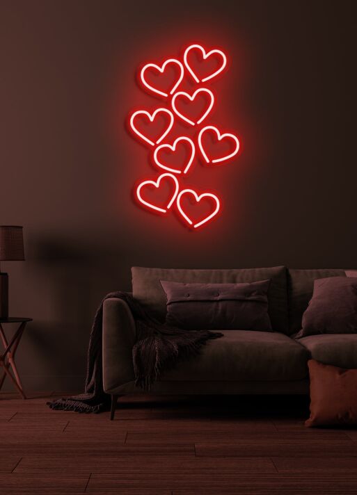 Hearts Neon Sign Love and Romance in Radiant Light