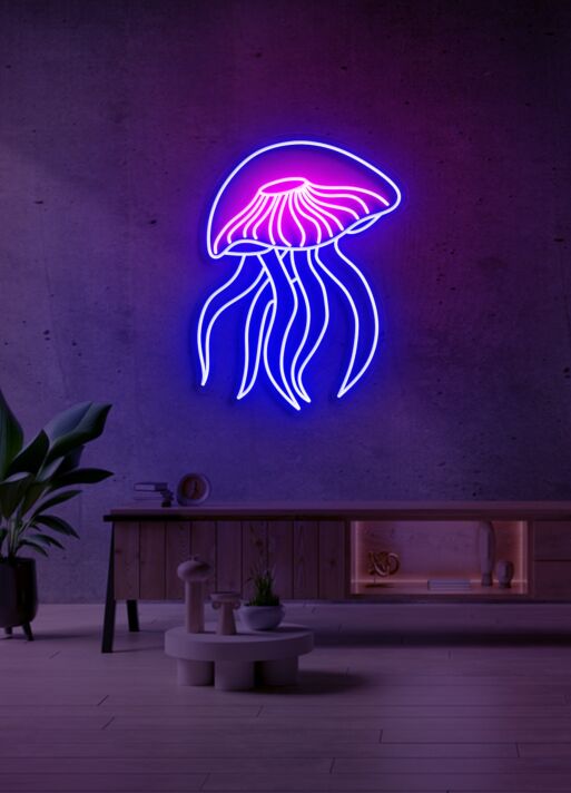 Jellyfish Neon Light Ethereal Beauty and Oceanic Calm