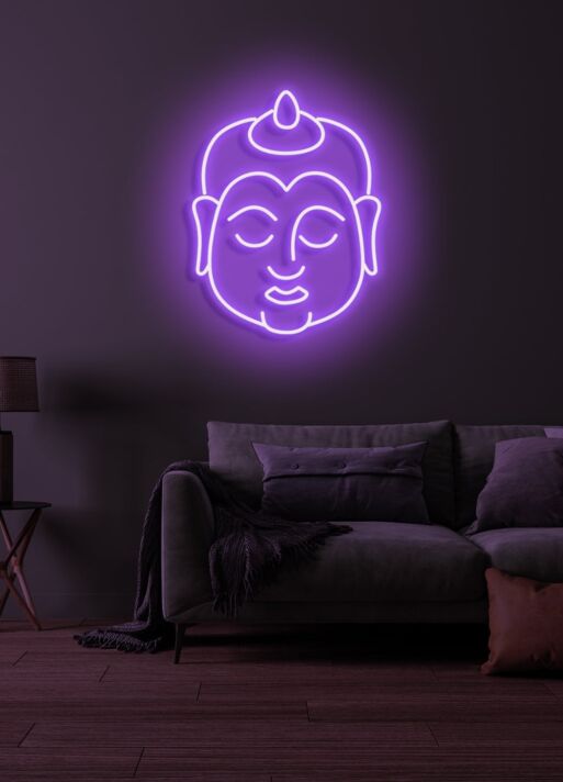 Buddha Neon Serene Illumination Reflecting Peace and Enlightenment