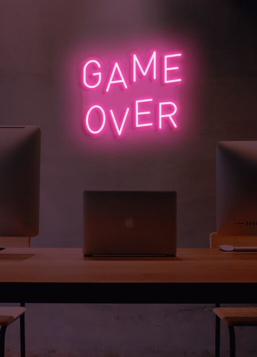 Game Over Neon Sign Off for the End of a Challenge