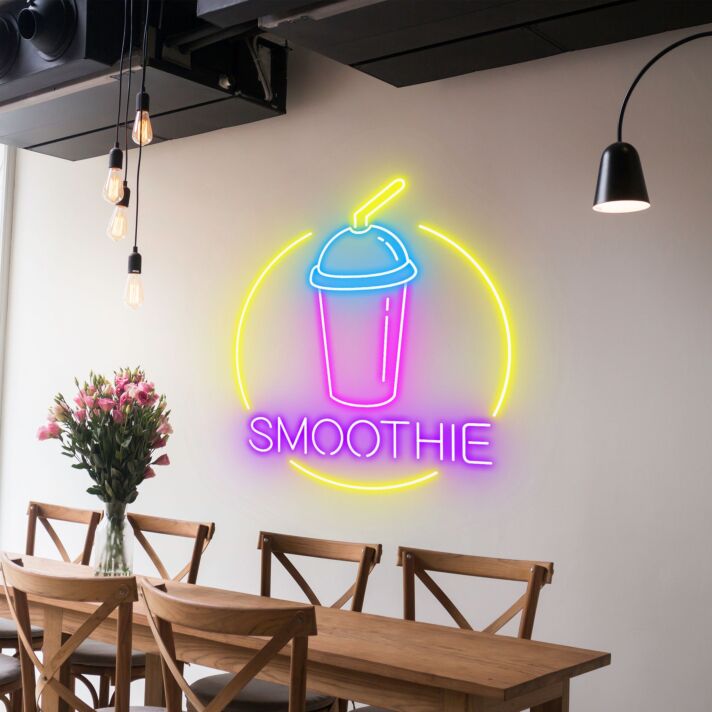 Customize Smoothie Circle Refreshing Neon Glow for Smoothie Spots