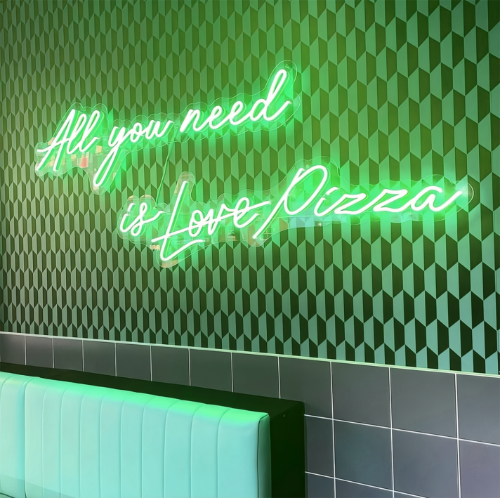 All You Need Is Love Pizza: Light Up Your Space with Neon Love and Pizza