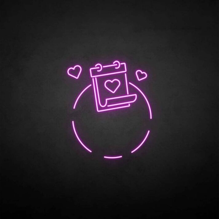 Love and calendar neon sign