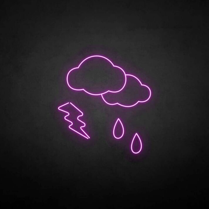 Rain and lightning' neon sign
