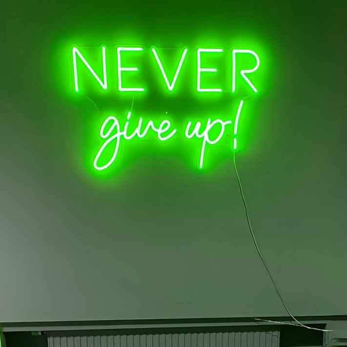 'Now or never' neon sign