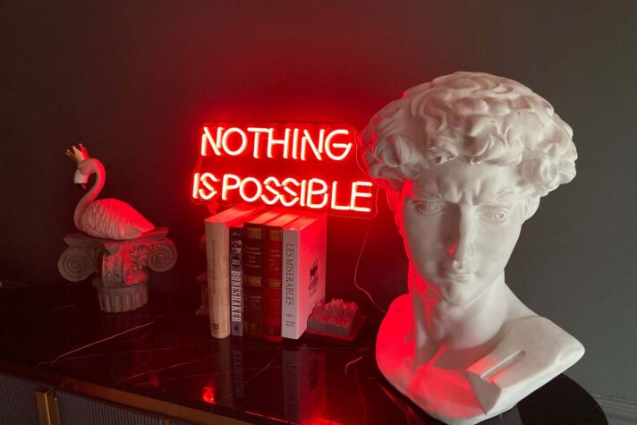 'Nothing is impossible' neon sign