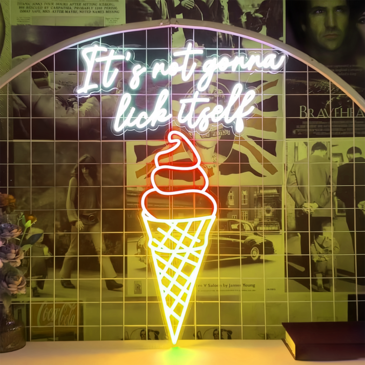 Customize Frozen Delight Oasis Ice Cream Solves Everything Neon Sign