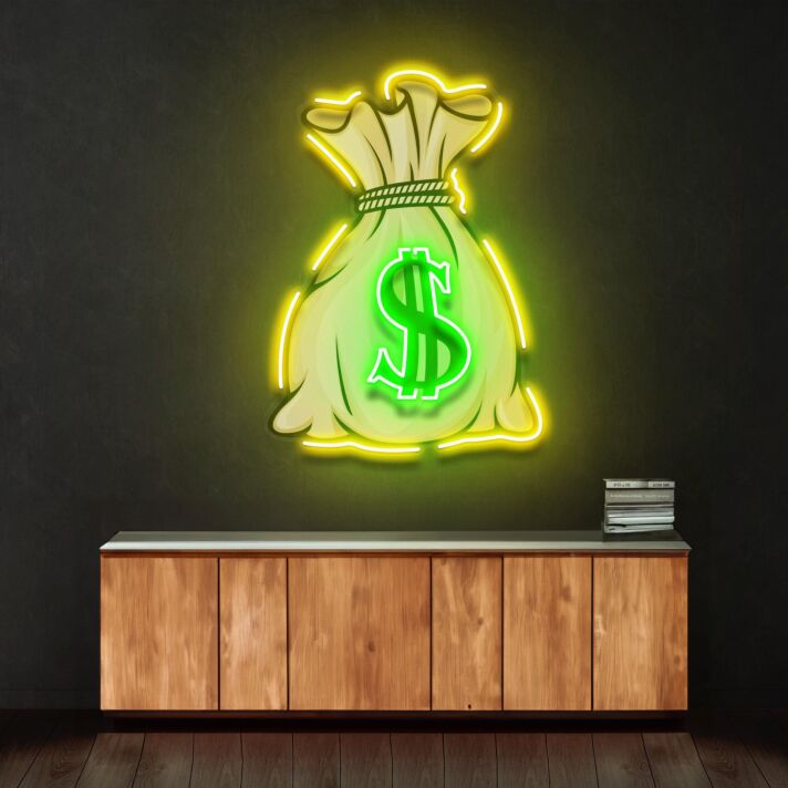 Money Bag Led Neon Acrylic Artwork