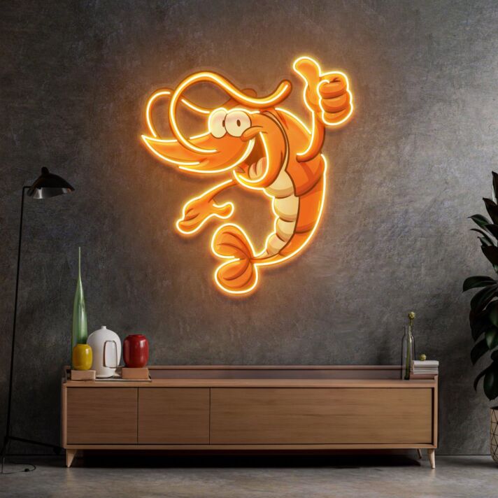 Thumps Up Shrimp Led Neon Acrylic Artwork