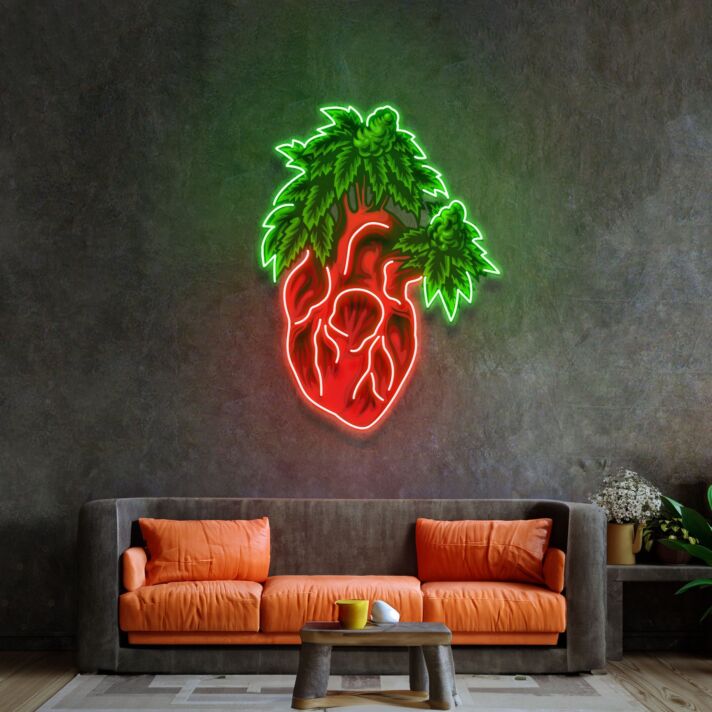 Heart Marijuana Led Neon Sign Light Pop Art