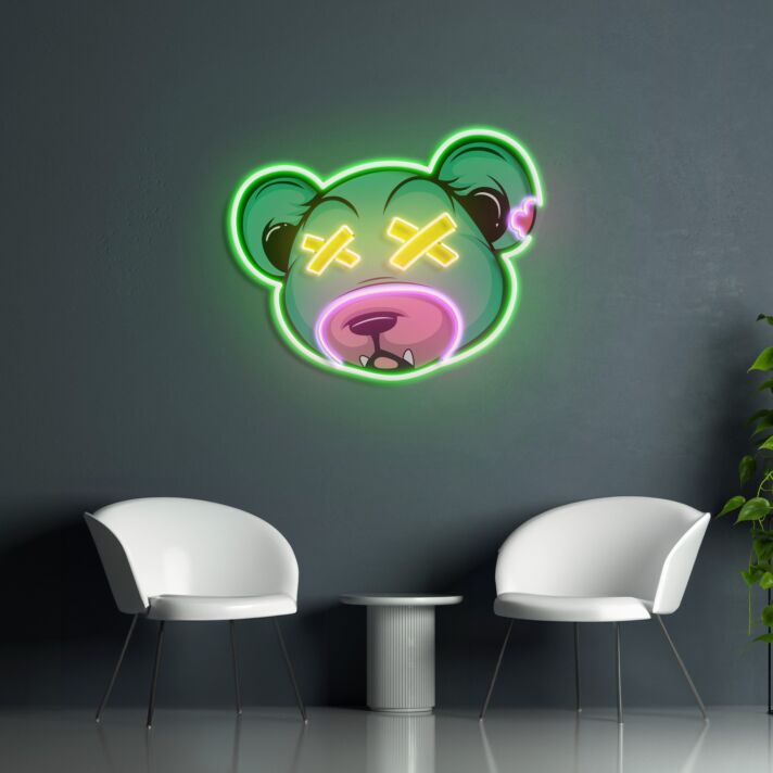 Dead Bear Cartoon Led Neon Acrylic Artwork