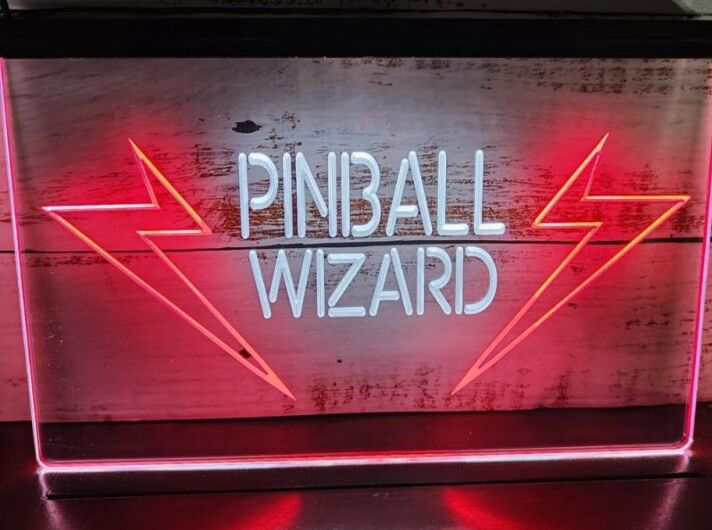 Pinball Wizard Two Tone Hanging Neon Sign