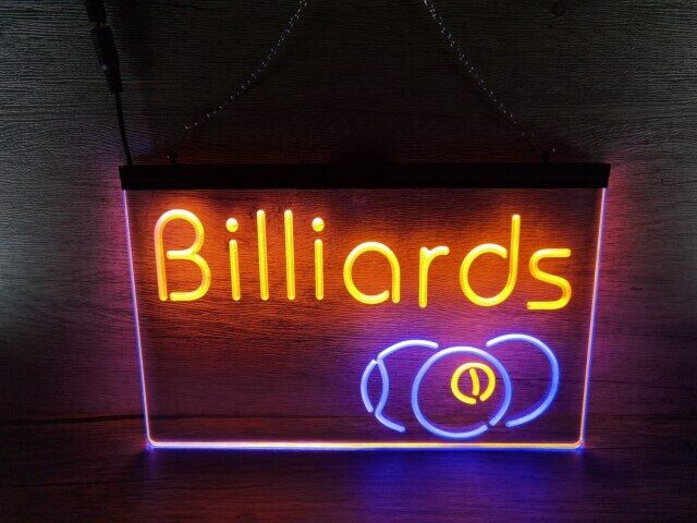 Billiards Two Tone Hanging Neon Sign