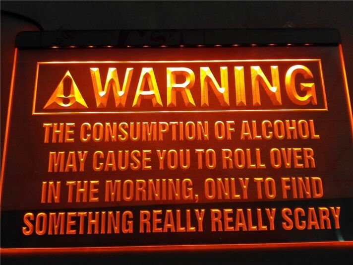 Alcohol Warning Hanging Neon Sign