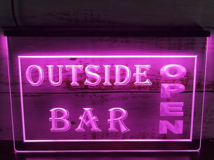 Outside Bar Open Hanging Neon Sign