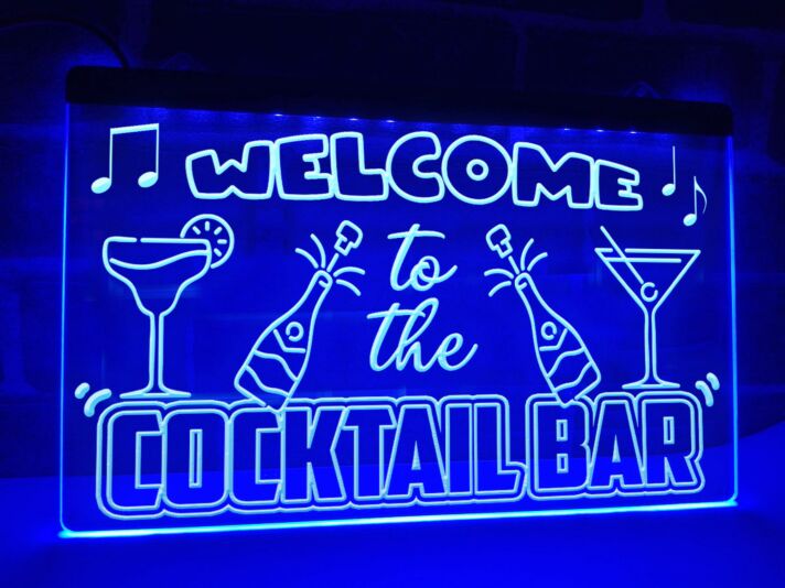 Welcome to the Cocktail Bar Hanging Neon Sign