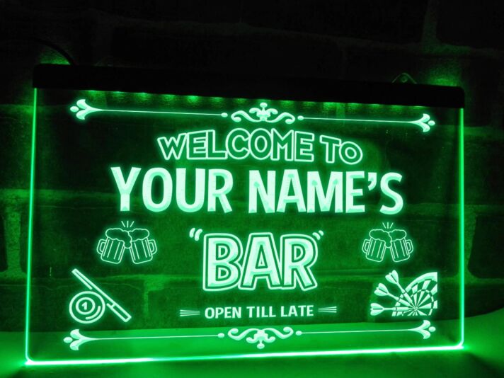 Beer, Pool & Darts Bar Personalized Hanging Neon Sign