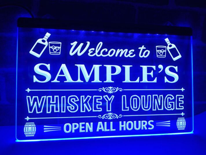 Welcome to My Whiskey Lounge Personalized Hanging Neon Sign