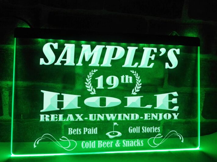 19th Hole Personalized Hanging Neon Sign