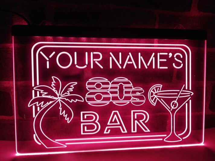 80s Bar Personalized Hanging Neon Sign