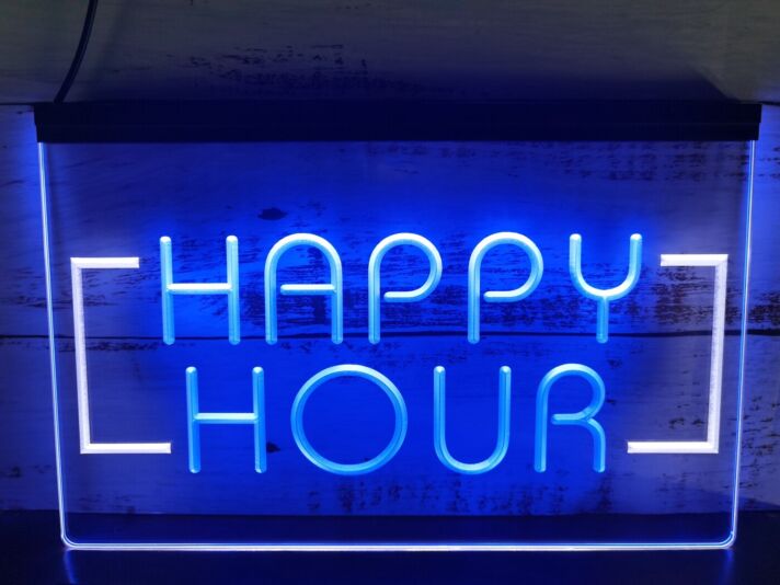 Happy Hour Two Tone Hanging Neon Sign