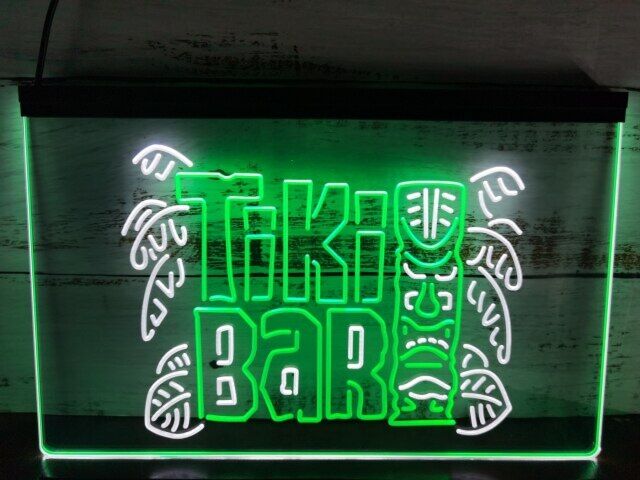 Tiki Bar Mask Two Tone Hanging Neon Sign