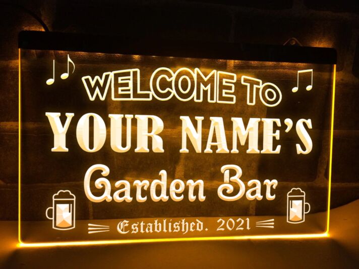 Garden Bar Personalized Hanging Neon Sign