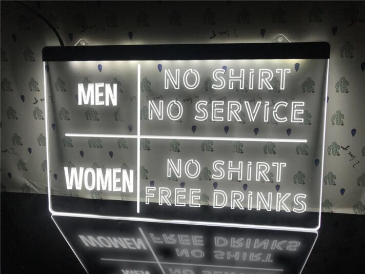 No Shirt No Service Funny Hanging Neon Sign