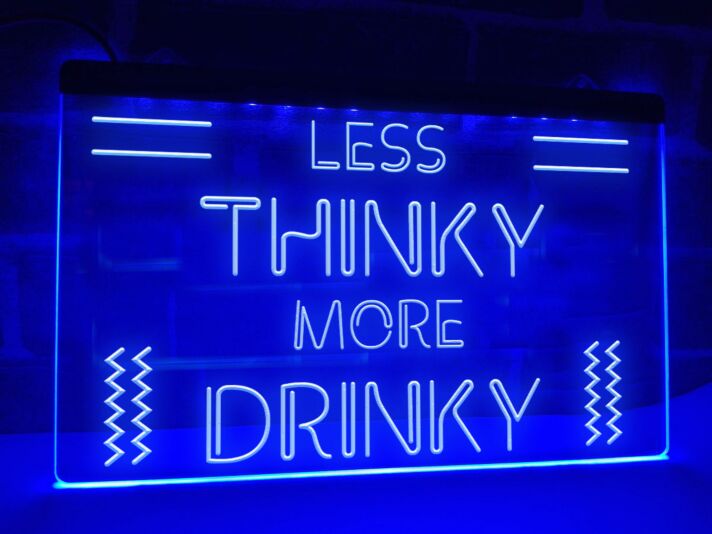 Less Thinky More Drinky Bar Hanging Neon Sign