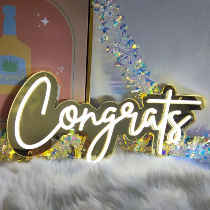 Congrats Gold Backsplash Neon Signs