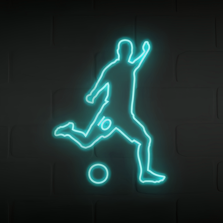 Soccer Player Kicking Neon Sign
