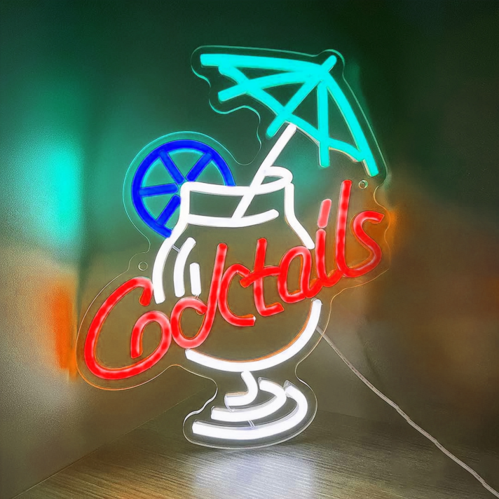Customize Refreshing Summer Cocktail Glass Neon Light
