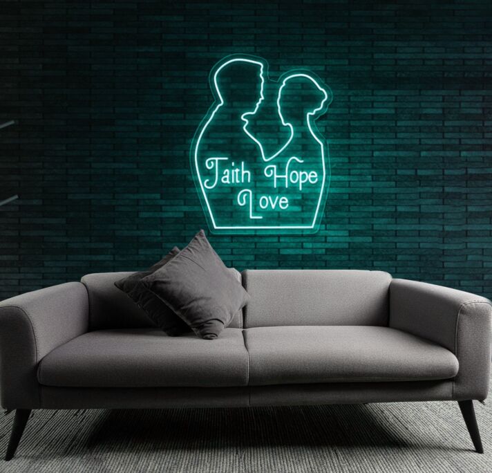 Customize FAITH HOPE LOVE Wedding Decor Neon Sign