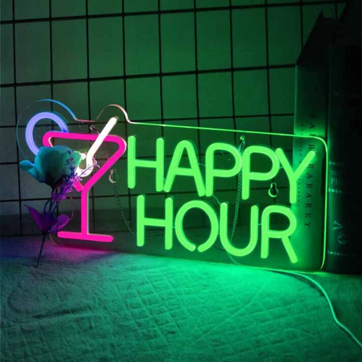 Customize HAPPY HOUR Style 1 Fun Drinking Time Neon Sign