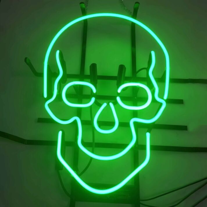 Skull Bold Iron Frame Neon Sign
