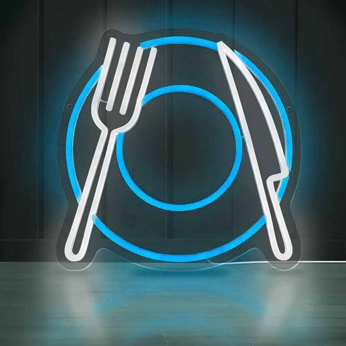Elegant Western Restaurant Cutlery Neon Sign