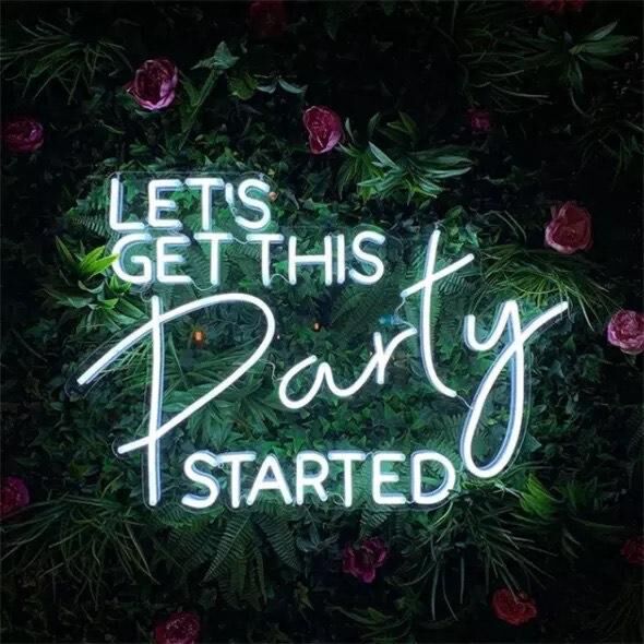 Lets Get This Party Started Neon Sign for Celebratory and Fun Spaces